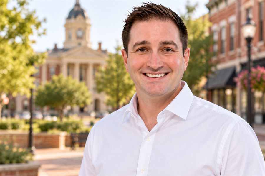 Joshua Coots, founder of Ancient Landmark Web Co., standing on a North Texas town square